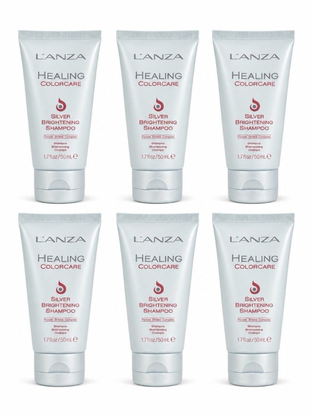 6x L’ANZA Healing ColorCare Silver Brightening Shampoo 1.7 oz 50ml